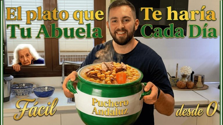 Puchero saludable con garbanzos, verduras, pollo y ternera